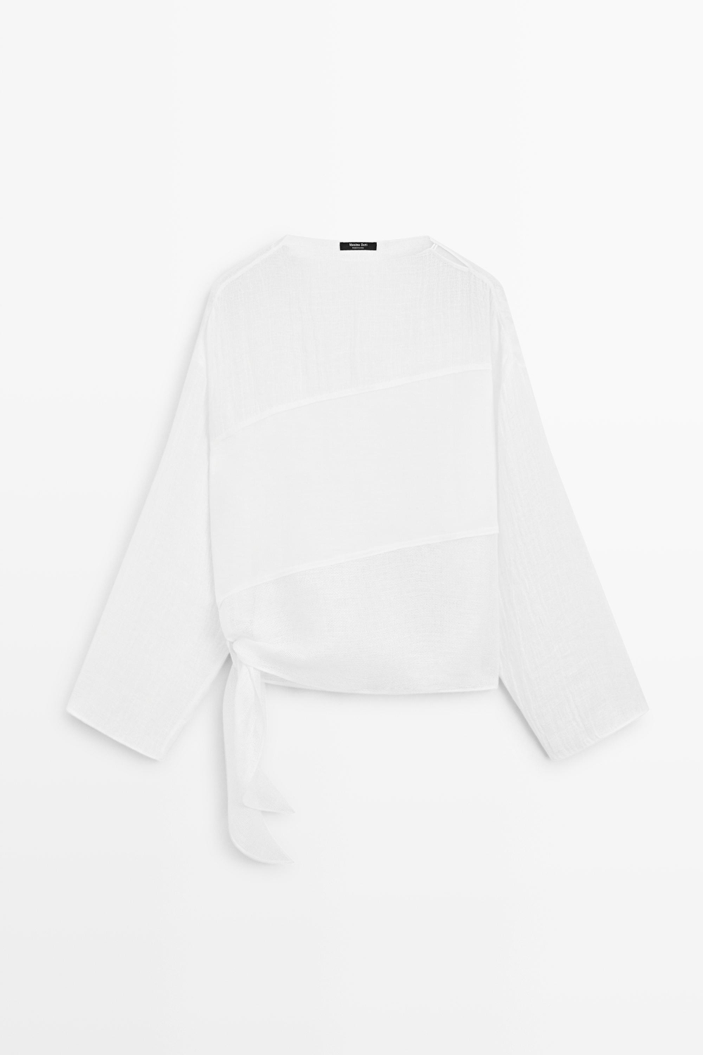 Massimo Dutti Рубашка из комбинированных материалов со льном, белый