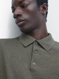 Massimo Dutti Поло из 100% хлопка, пыльно-зеленый