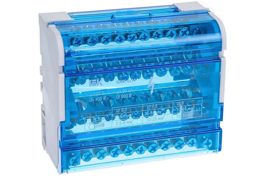 Шины на DIN-рейку в корпусе (кросс-модуль) ШНК 4х11 125А 3L+PEN IEK