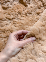 Вязаный плед из натурального меха рекс 240*220 см (бежевый однотонный)