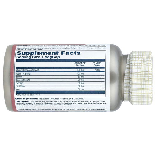 Solaray, индол-3-карбинол с крестоцветными овощами, 30 растительных капсул