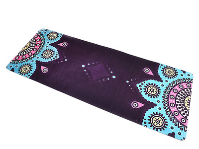 Коврик для фитнеса замшевый 183*68*0.3 см, с мандалой, фиолетовый