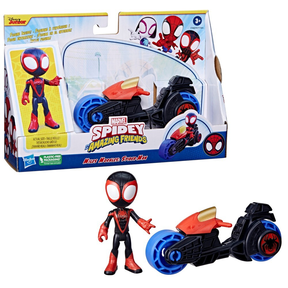 Hasbro Marvel Spidey Amazing Friends - Фигурка Майлза Моралеса на мотоцикле / артикул   F6777 F7460  / GTIN 5010994181598