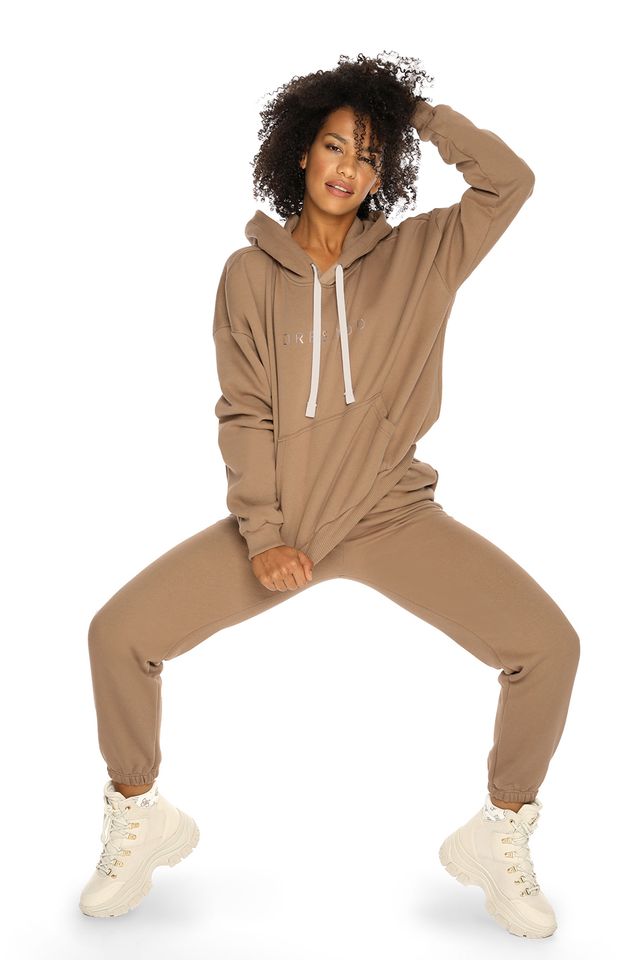 Худи oversize с капюшоном цвета кофе