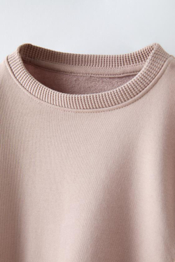 ZARA ОДНОТОННАЯ ТОЛСТОВКА С ВАФЕЛЬНЫМ УЗОРОМ, БЕЖЕВЫЙ