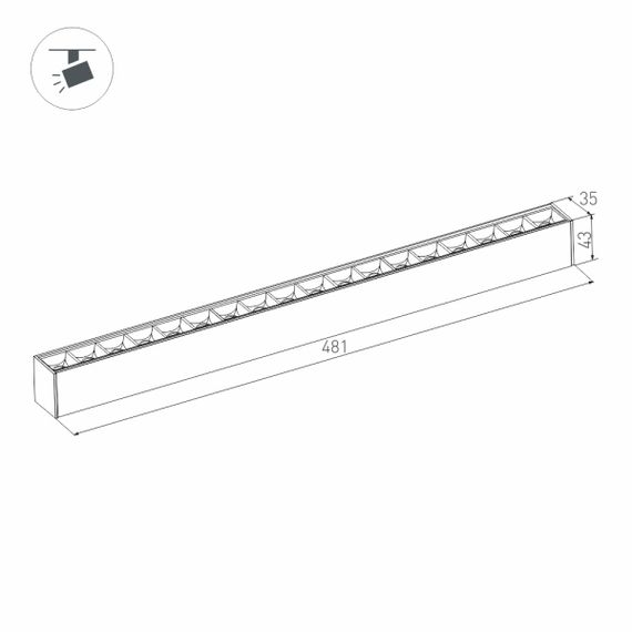 Трековый светодиодный светильник для магнитного шинопровода Arlight Mag-Laser-45-L480-27W Warm3000 032648