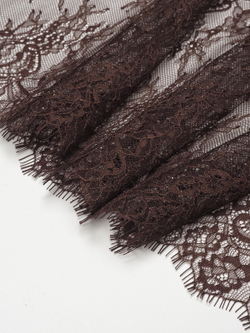 Кружево шантильи темный шоколад неэластичное ширина 22 см купон 2.9 м