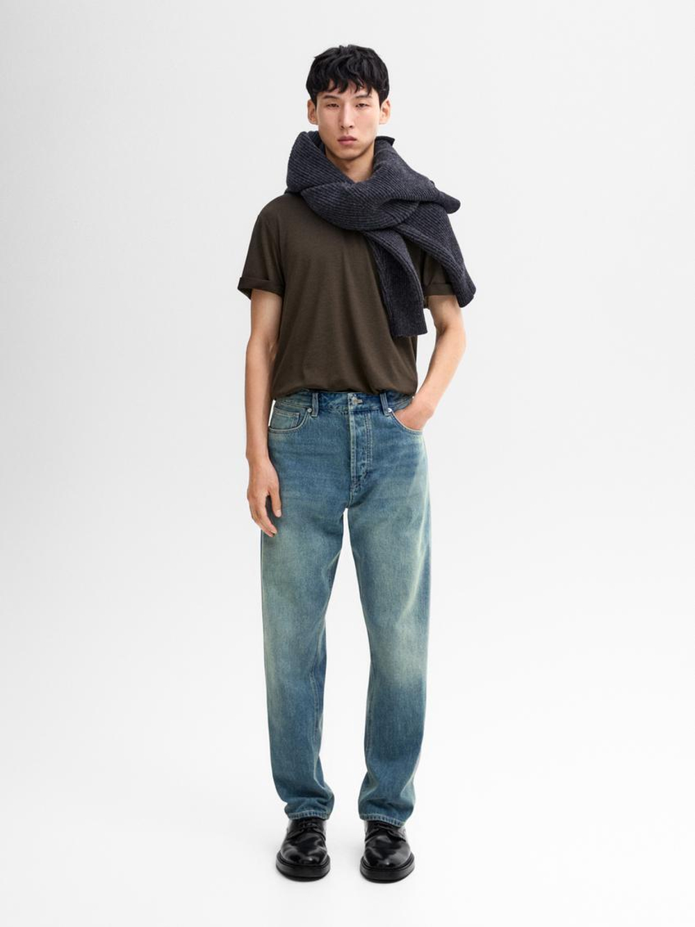 Massimo Dutti Футболка из смесовой шерсти, хаки