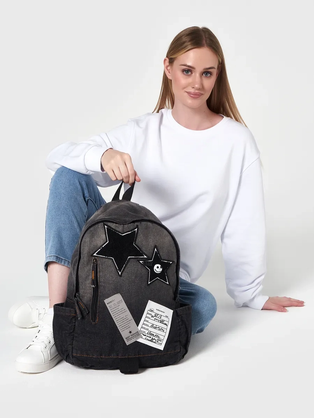 Рюкзак джинсовый школьный молодежный