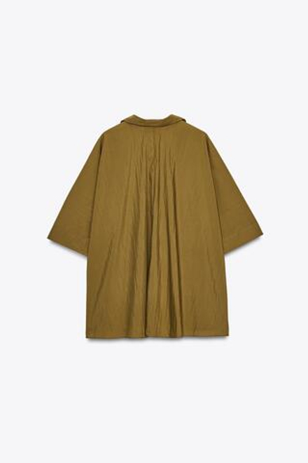 ZARA РУБАШКА OVERSIZE ZW COLLECTION, ЦВЕТ ОЛИВКОВОГО МАСЛА