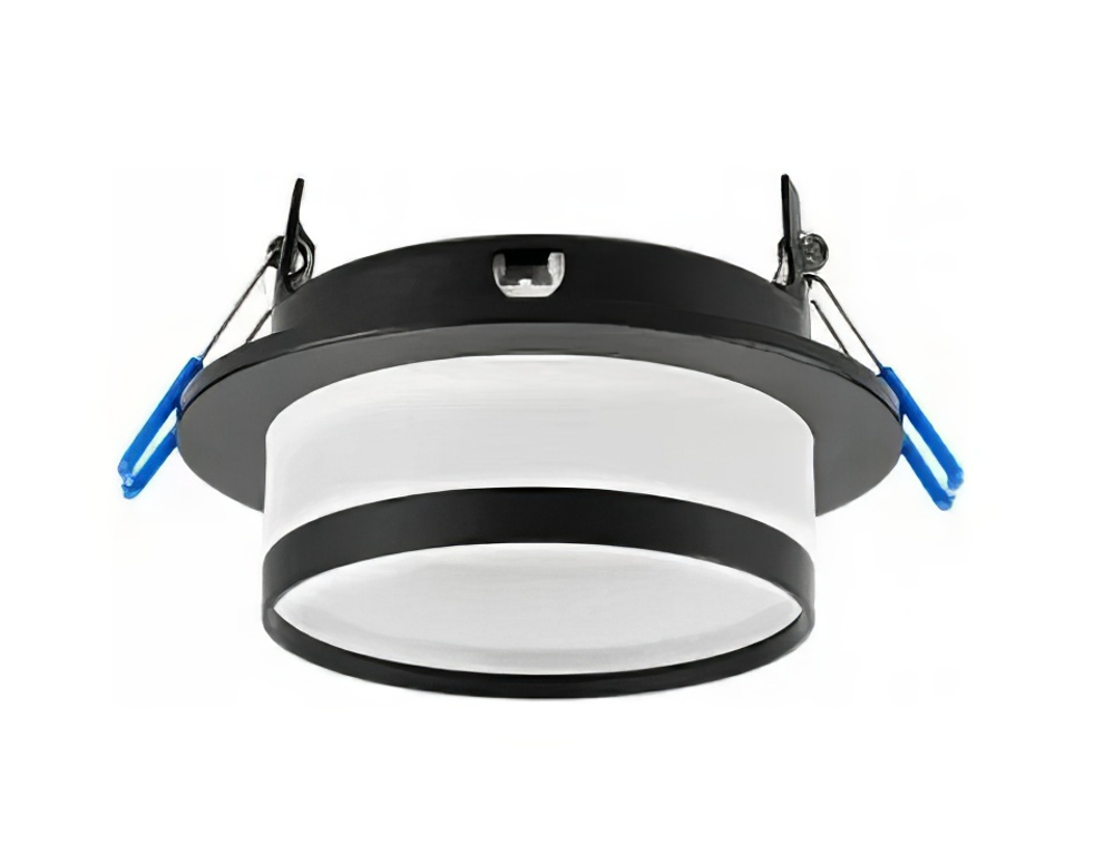 Светильник Ecola GX53 Н4 SP5372  метал встроенный спот с полосой черный матовый  (110*65мм)