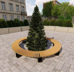 Садово-парковая скамейка «Сити» брус 30х60, сосна, круг 9425мм, тик