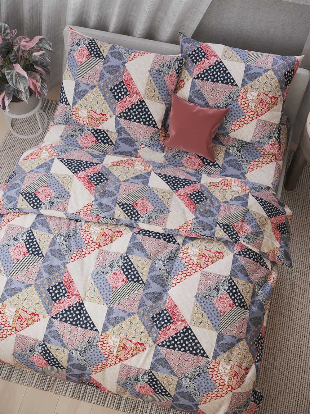 Простынь на резинке перкаль Сказка "Пэчворк" 120x200 см