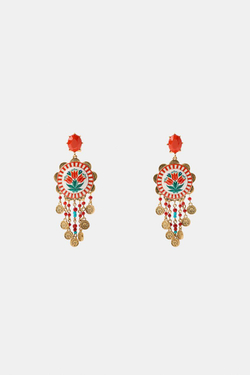 ZARA СЕРЬГИ С ЦВЕТОЧНЫМ УЗОРОМ, ЗОЛОТИСТЫЙ