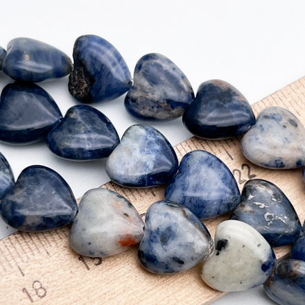 Содалит бусины, сердце, размер около 12 мм, цена за 8 шт (1/4 нити)