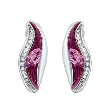 Серьги с Розовыми Сапфирами и Бриллиантами, Эмаль, E0123-80/1