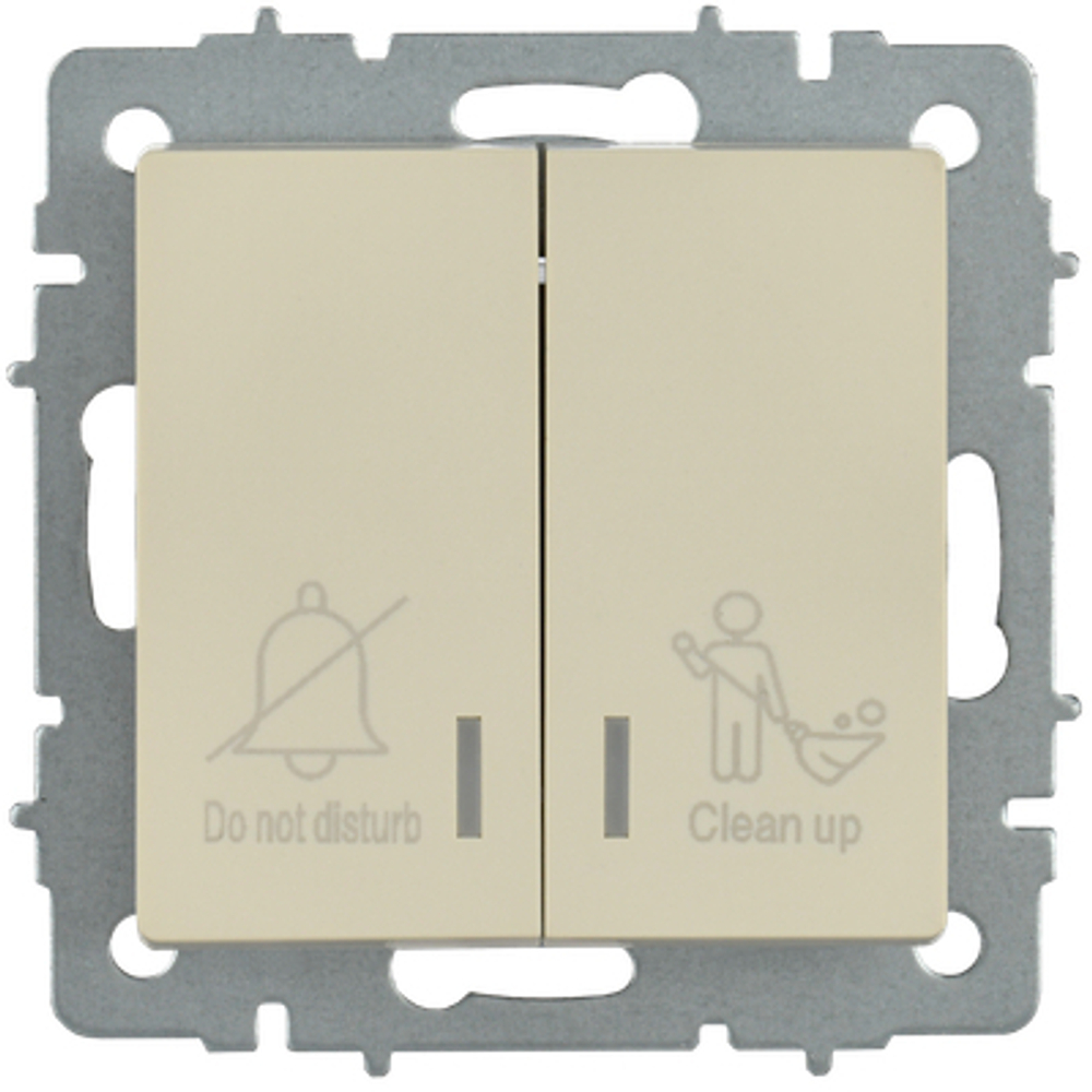 BRITE Выключатель 2-клавишный с индикацией для отелей 10А ВС10-2-9-БрКр бежевый IEK