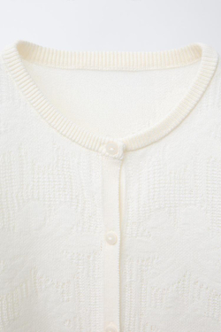 ZARA ЖАККАРДОВЫЙ КАРДИГАН С ЦВЕТОЧНЫМ ПРИНТОМ, БЕЛЫЙ