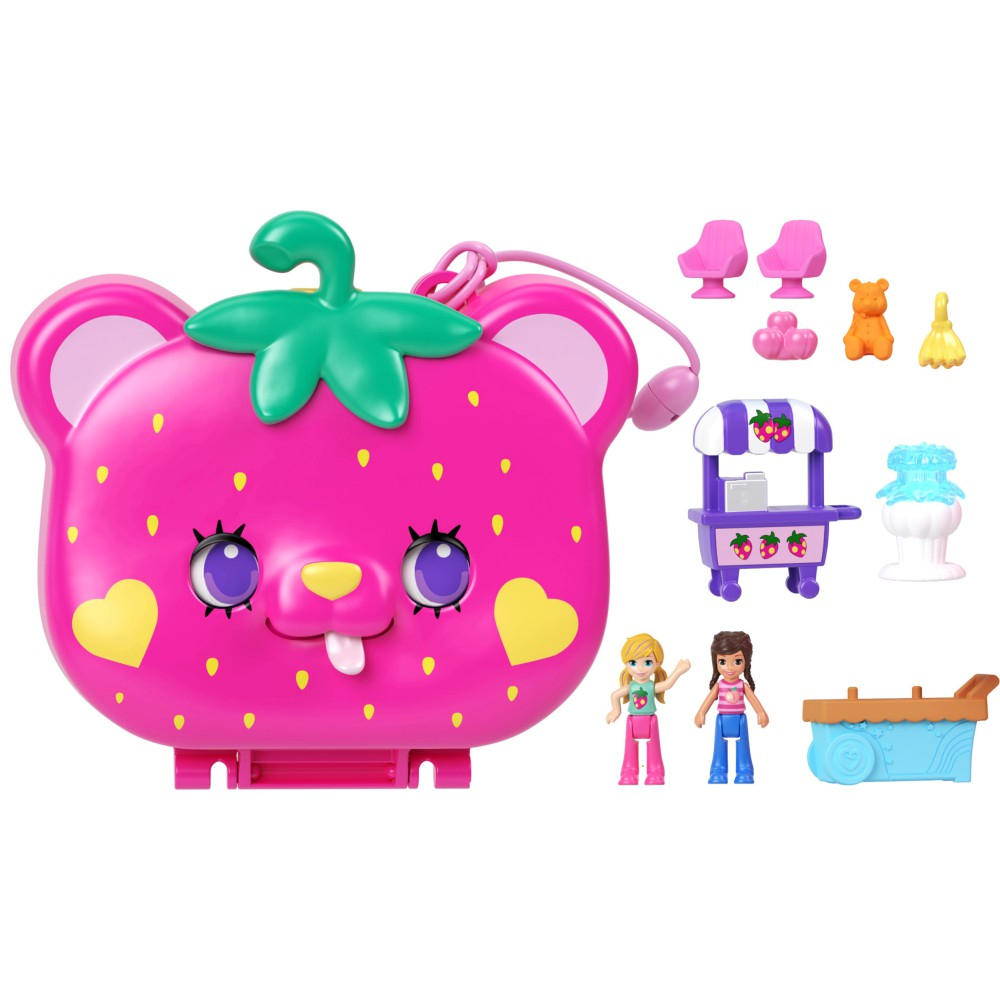 Polly Pocket - Земляничный медвежонок Компактный набор 2 куклы + аксессуары HRD35