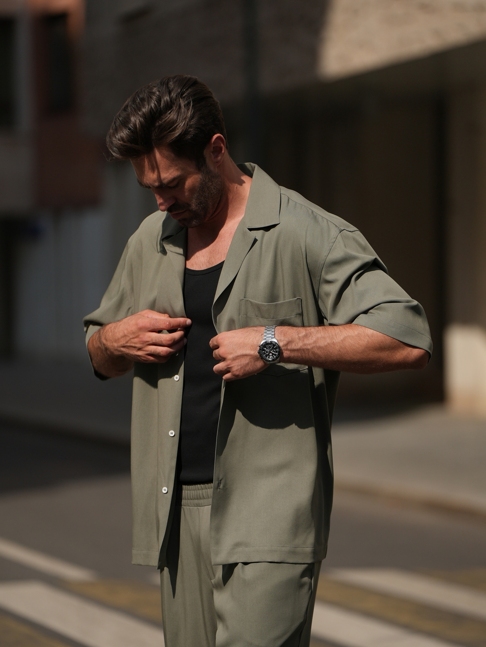 Рубашка с коротким рукавом | olive