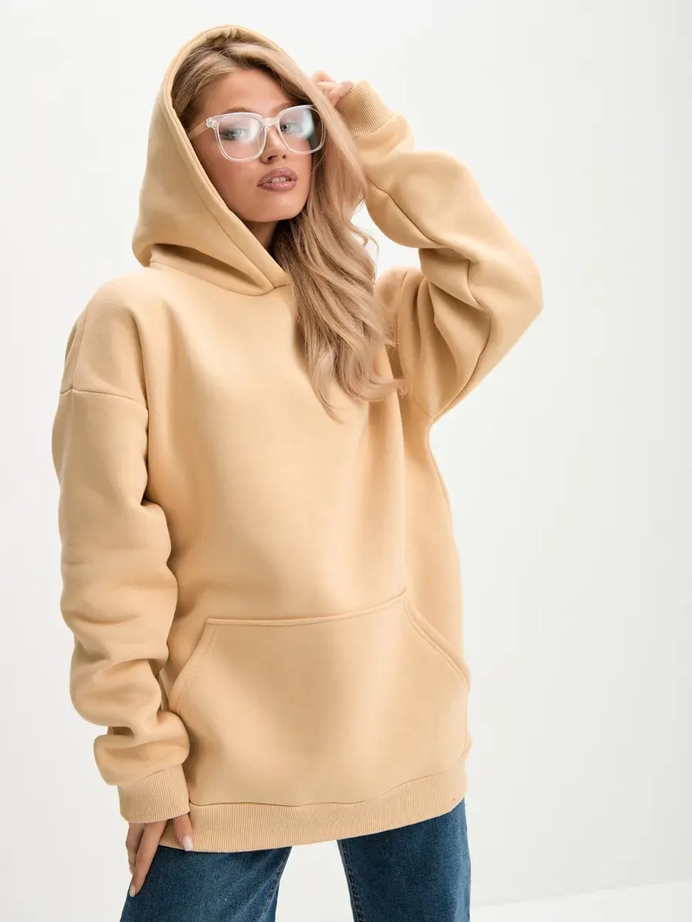 Худи оверсайз с капюшоном теплое с начесом