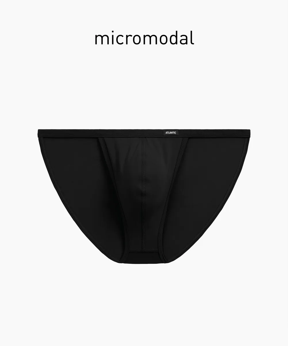 Мужские трусы слипы танга Atlantic, 1 шт. в уп., микромодал, черные, MP-1587