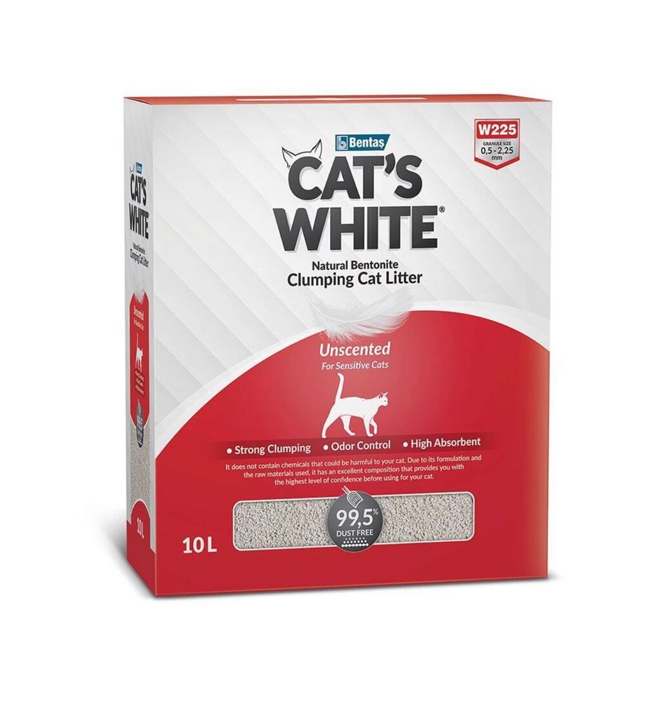 Cats White BOX Natural комкующийся наполнитель натуральный без ароматизатора 10 л