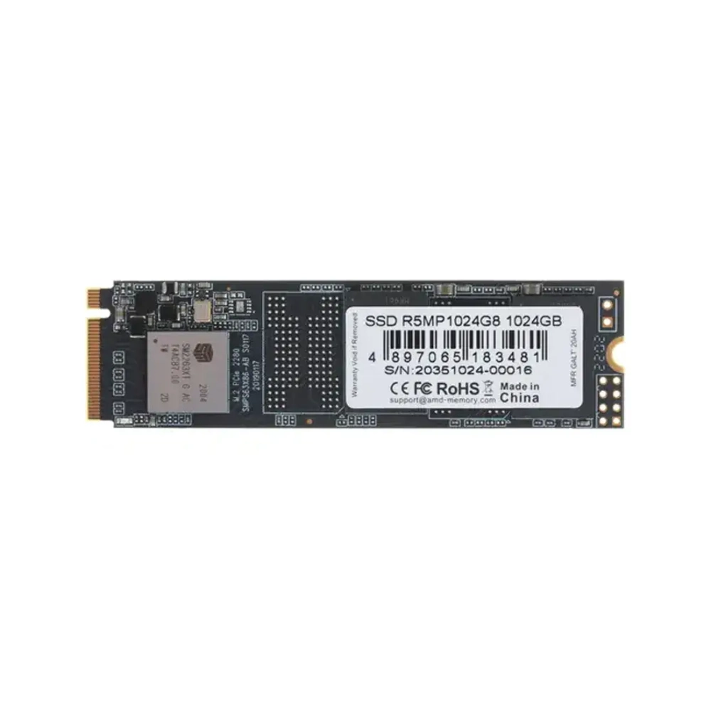 Твердотельный накопитель 1024GB SSD AMD RADEON R5 M.2 2280 PCIe Gen3x4 with NVMe R2100MB/s, W1000MB/s R5MP1024G8