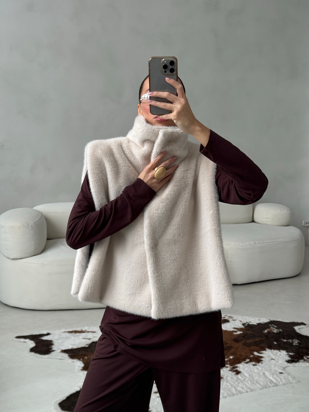 Жилет-манишка норка (светло-бежевый)