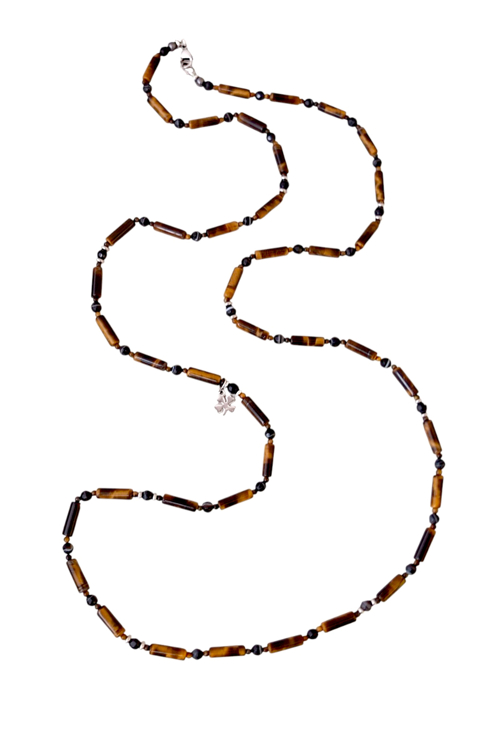 Бусы длинные из тигрового глаза