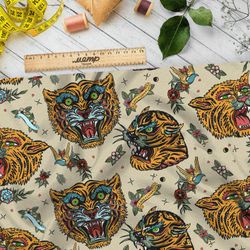 Ткань кулирная гладь опасные тигры