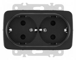 Розетка двойная с заземлением, без рамки Arte Milano am-205 205.40-2.black