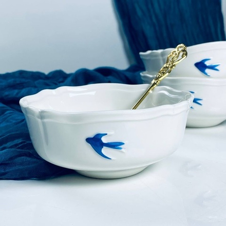 Lenardi 164-148 Набор из 6 салатников 13см ЛАСТОЧКИ в под.уп.(х8)Фарфор