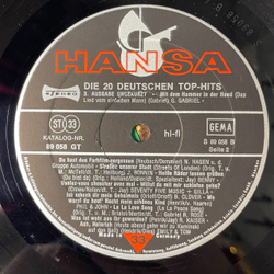 Винтажная виниловая пластинка LP Сборник Эстрады Die 20 Deutschen Top-Hits 3. Ausgabe Ungekurzt (Germany 1975)