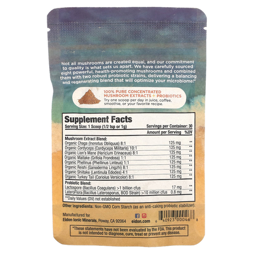 Eidon Ionic Minerals, Superbiome, 8 экстрактов грибов + 2 пробиотика, 30,6 г (1,08 унции)