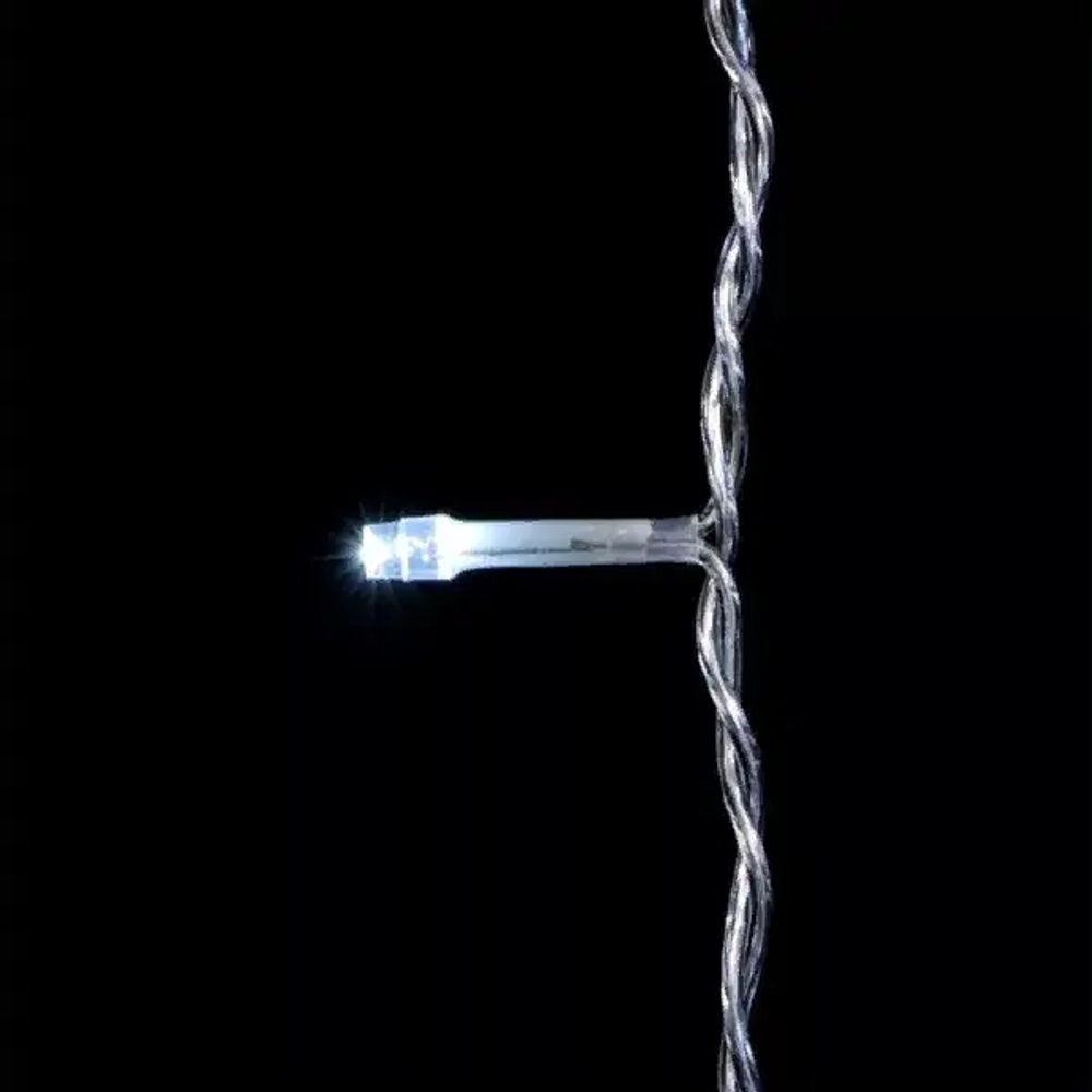 Светодиодный занавес 2*3 м., 600 белых LED ламп, мерцание, облегченный, прозрачный провод ПВХ, LTC (PCL600NOTBLW-10-2W)