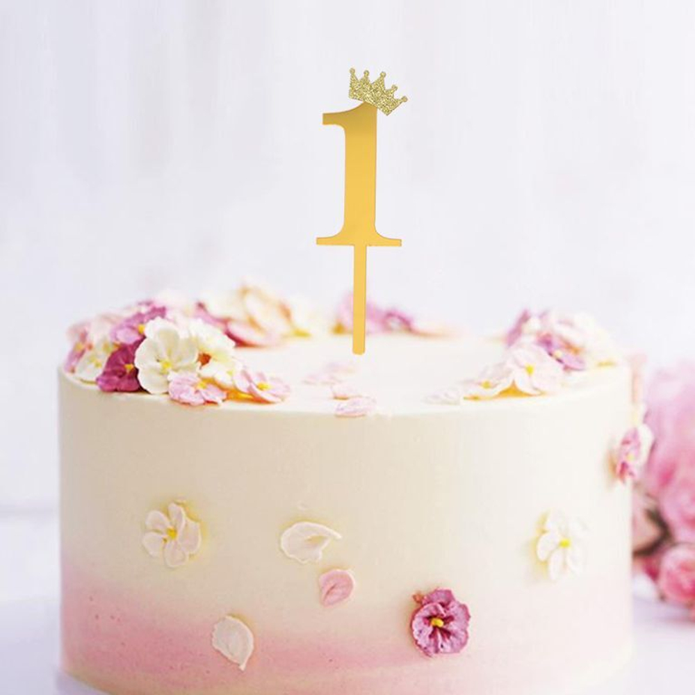 Топпер акриловый  «Цифра 9» (10,5 см, золотой)