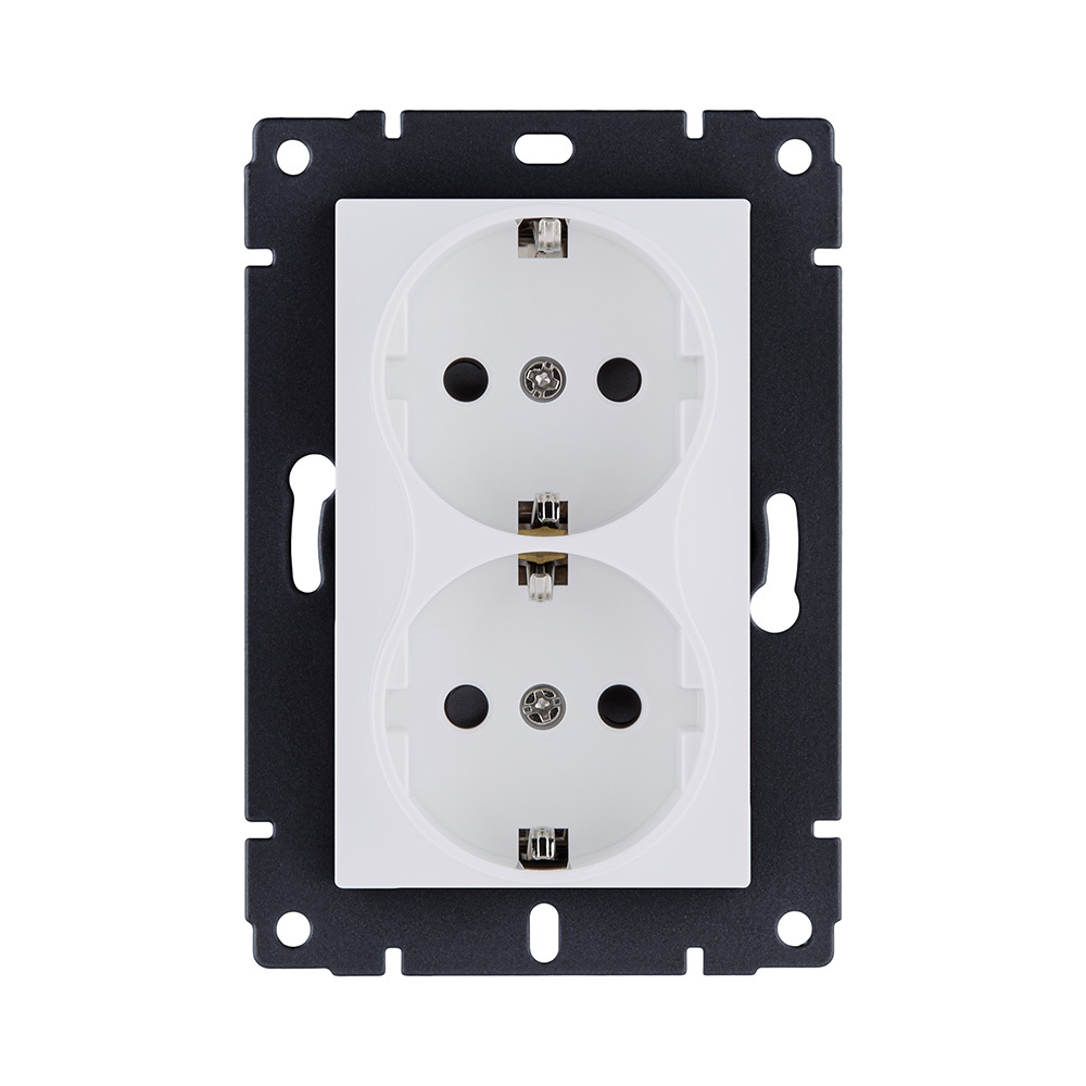 Розетка штепсельная SCHUKO двойная 16A/250 В, белый матовый Kollinger REA-032WM для Aspekt, Eleganz, Reflex