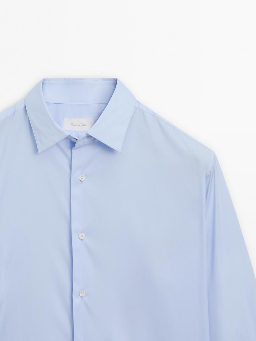 Massimo Dutti Рубашка облегающего кроя, небесно-голубой