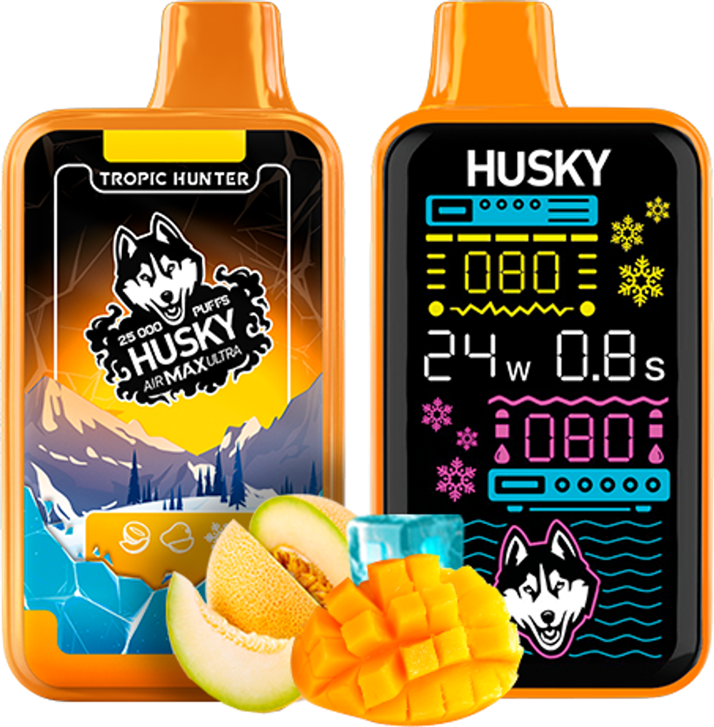 Husky Airmax Ultra Tropic hunter - манго, дыня и лёд 25000 затяжек 20мг Hard (2% Hard)