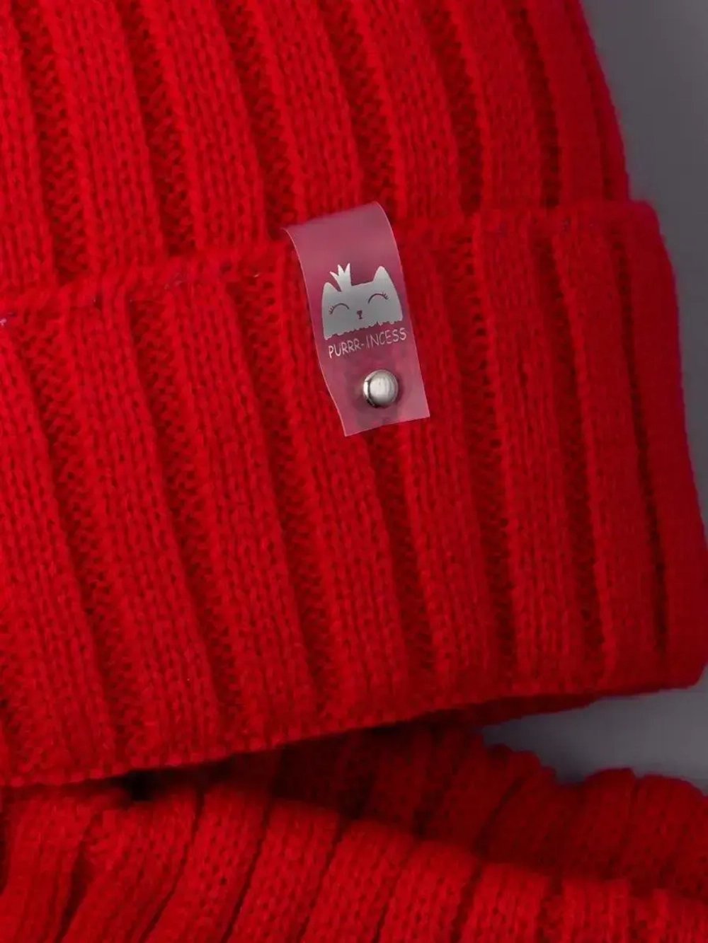 Шапка для девочки осенняя c ушками и снуд