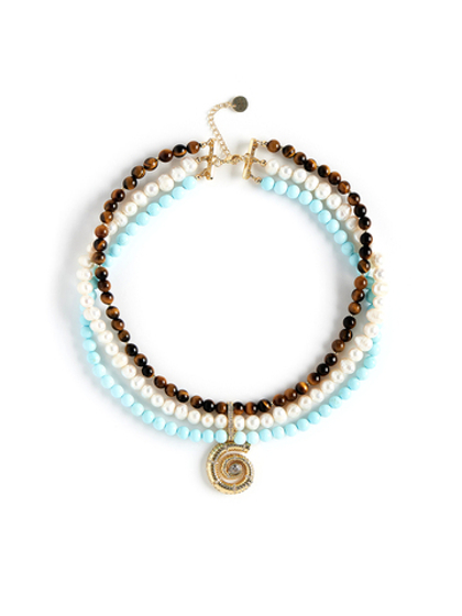 Колье "Trio tiger Shell " Gold