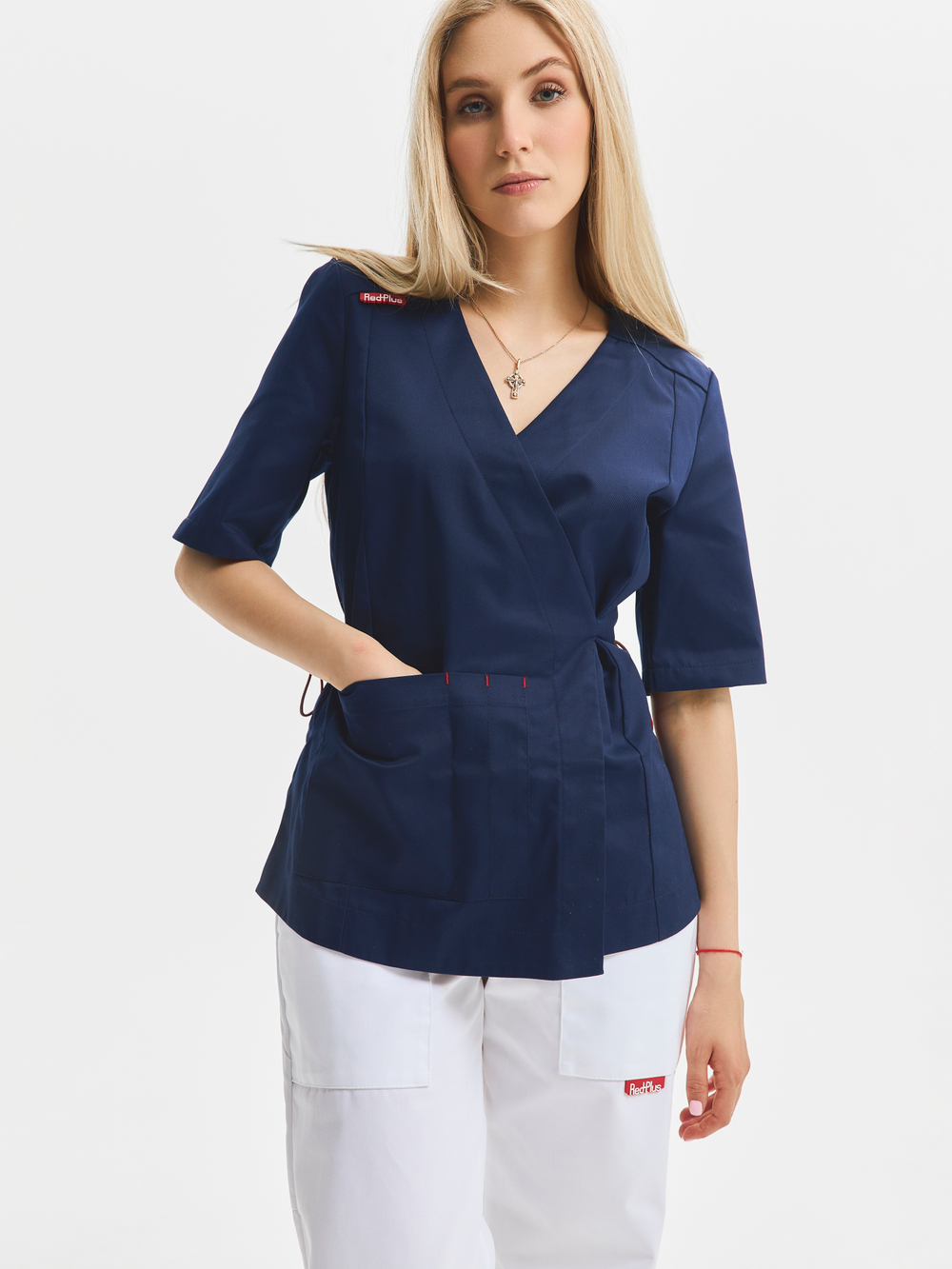 Топ с запахом медицинский женский Йошо, нэви хлопок OLD