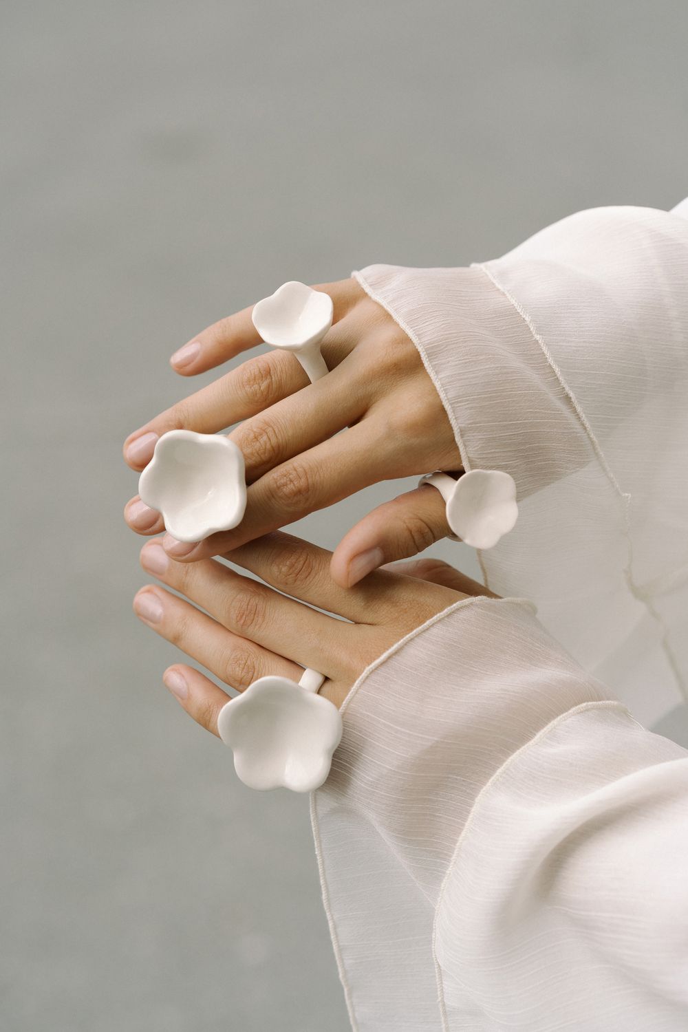 Кольцо Цветок, керамика