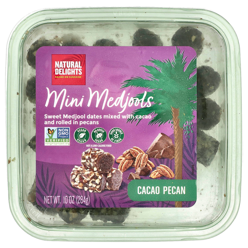 Natural Delights, Mini Medjools, какао и пекан, 284 г (10 унций)