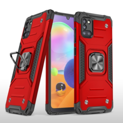Противоударный чехол Strong Armour Case с кольцом для Samsung Galaxy A31 (Красный)