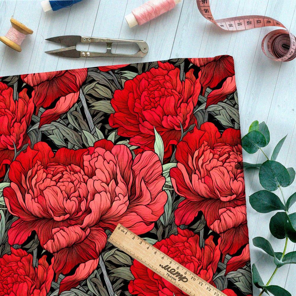 Ткань премиум шифон цветочная фантазия