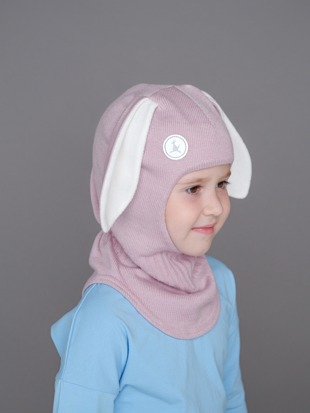 Шлем весенний/осенний вязаный (Нежная роза) БАННИ