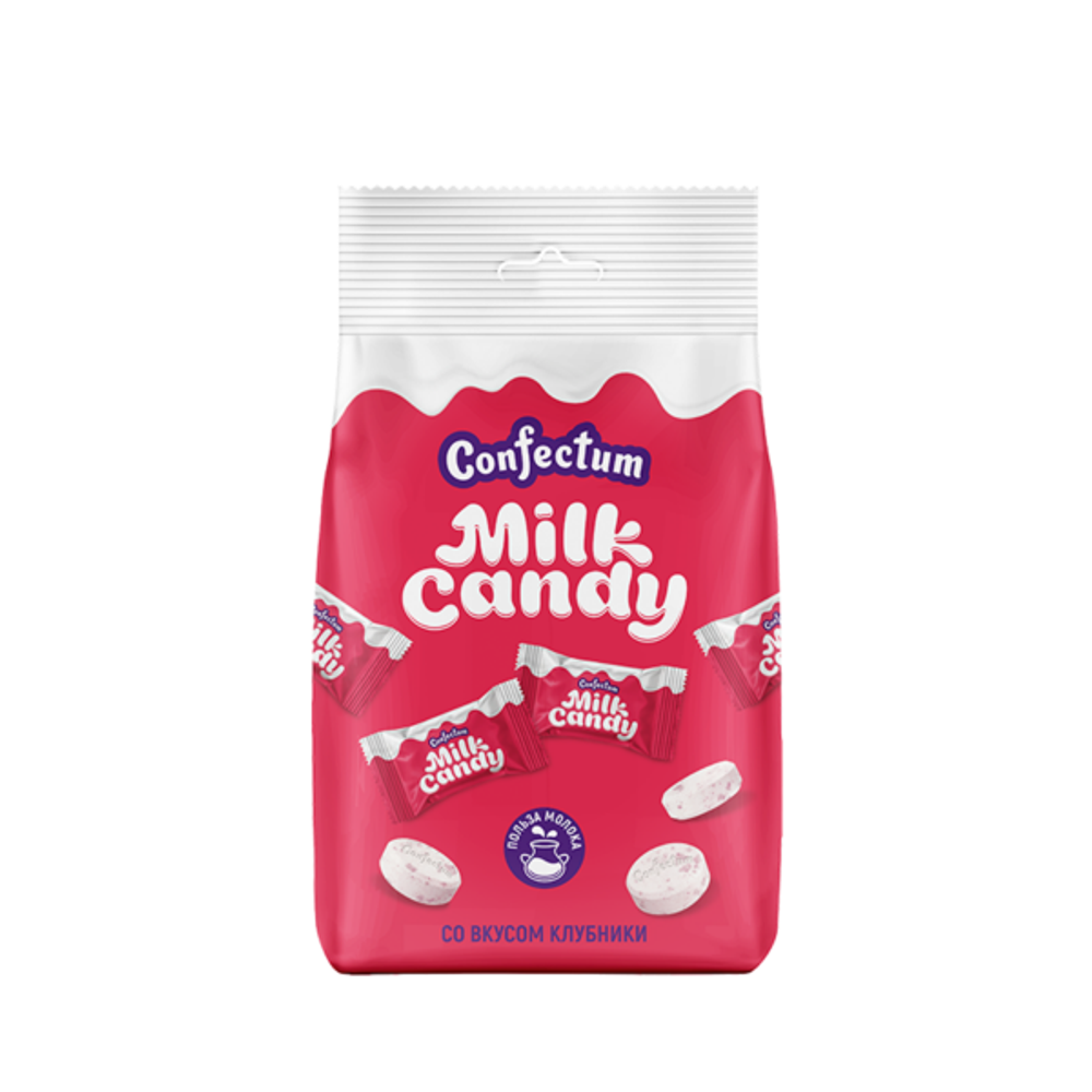 Молочная таблетированная конфета «Confectum Milk Candy» со вкусом клубники, 50 гр х 12 шт