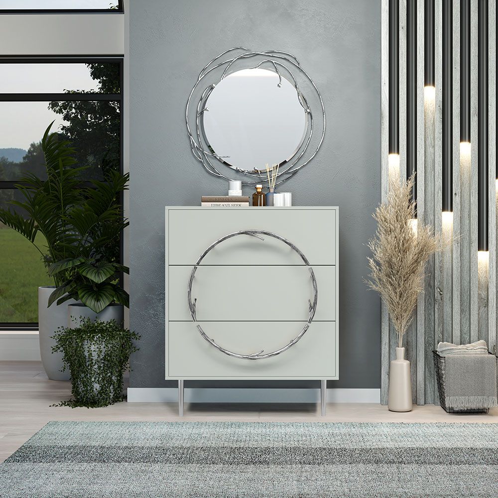 Комод Арт Колор matte Стайл Сильвер с 3 ящиками Серый дым матовый